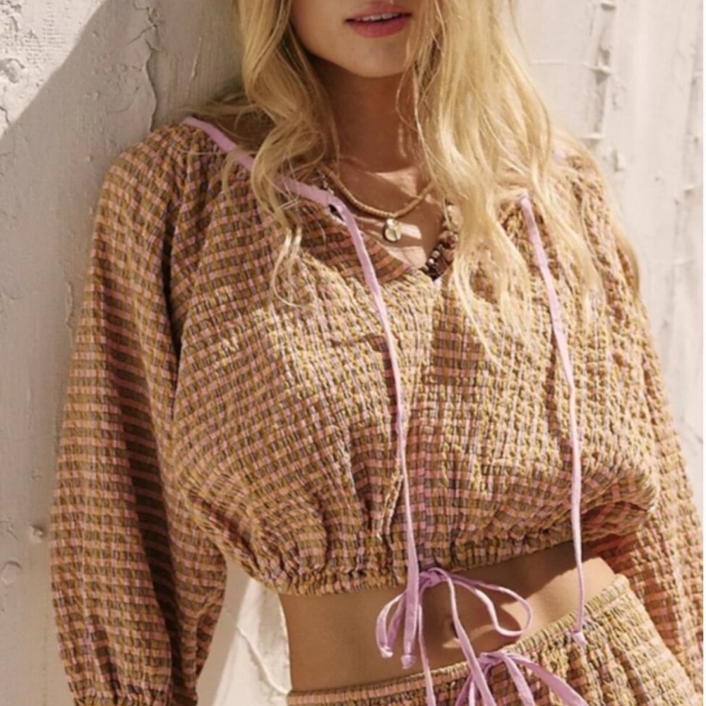 Free-est Clara Plaid Top Free People Small NWOT